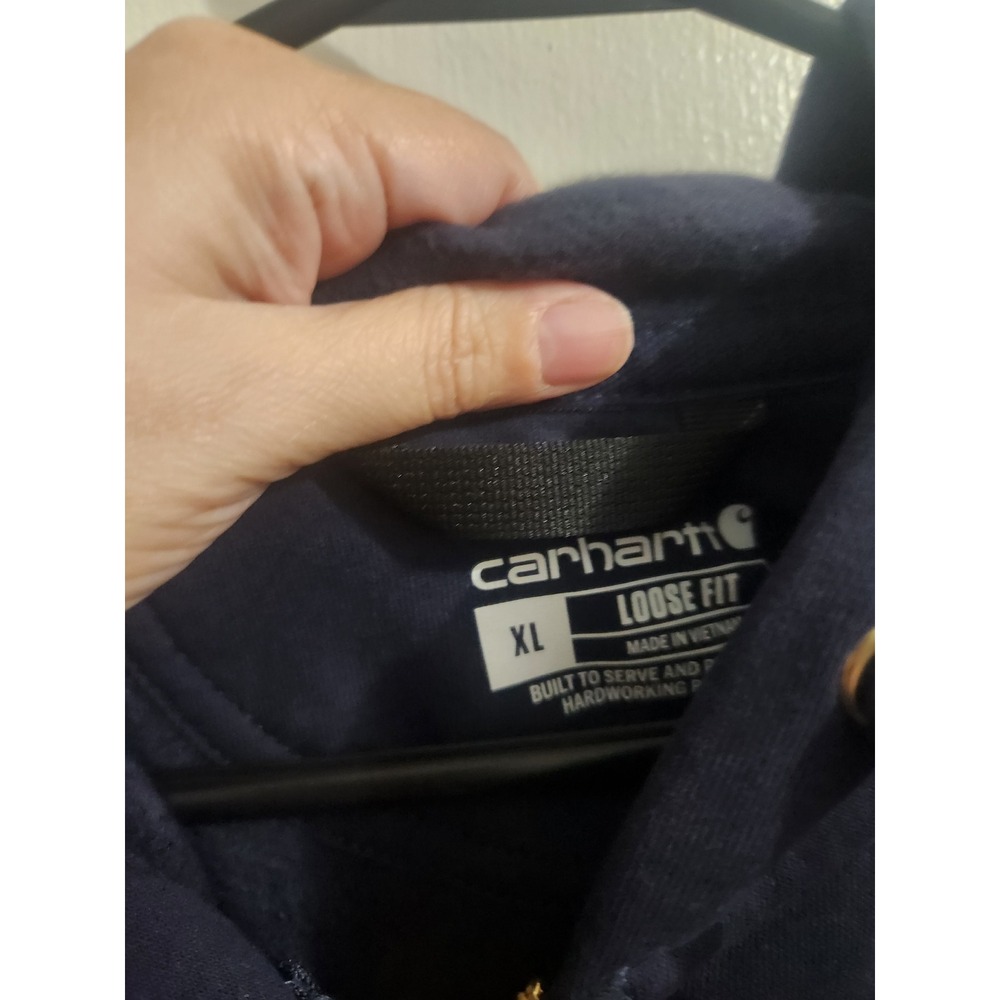 Carhartt Mens XL Loose Fit Midweight Full-Zip Hoodie Navy Cintas Logo NWT - Picture 6 of 7